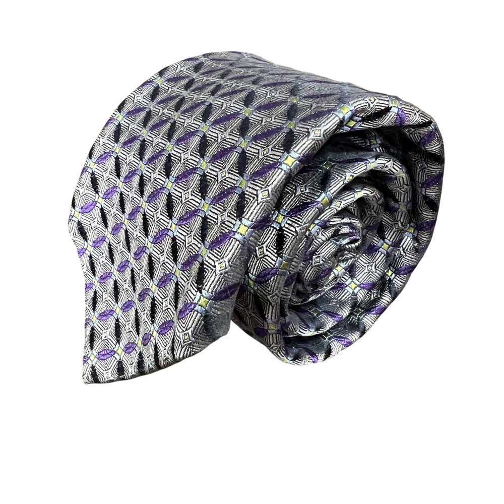 Robert Talbott Best of Class Paul Simon Necktie Geometric‎ Purple Gray Men's